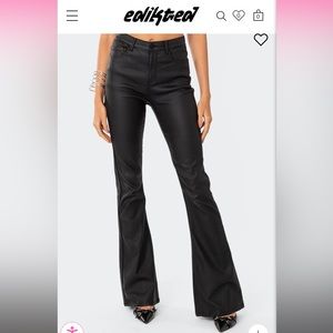 Edikted black faux leather flare pants. Size M. Fits TTS